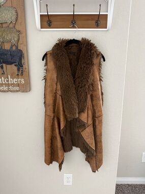 Hot & Delicious Chestnut Brown Faux Shearling Draped Vest